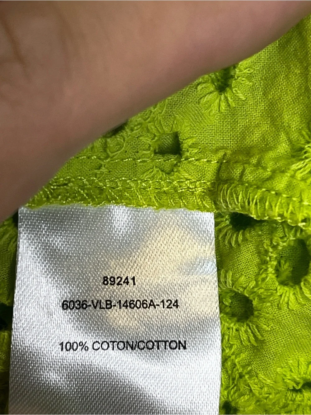 ✨100% Cotton Neon Green Eyelet Button-Front Camisole Top - Picture 7 of 10